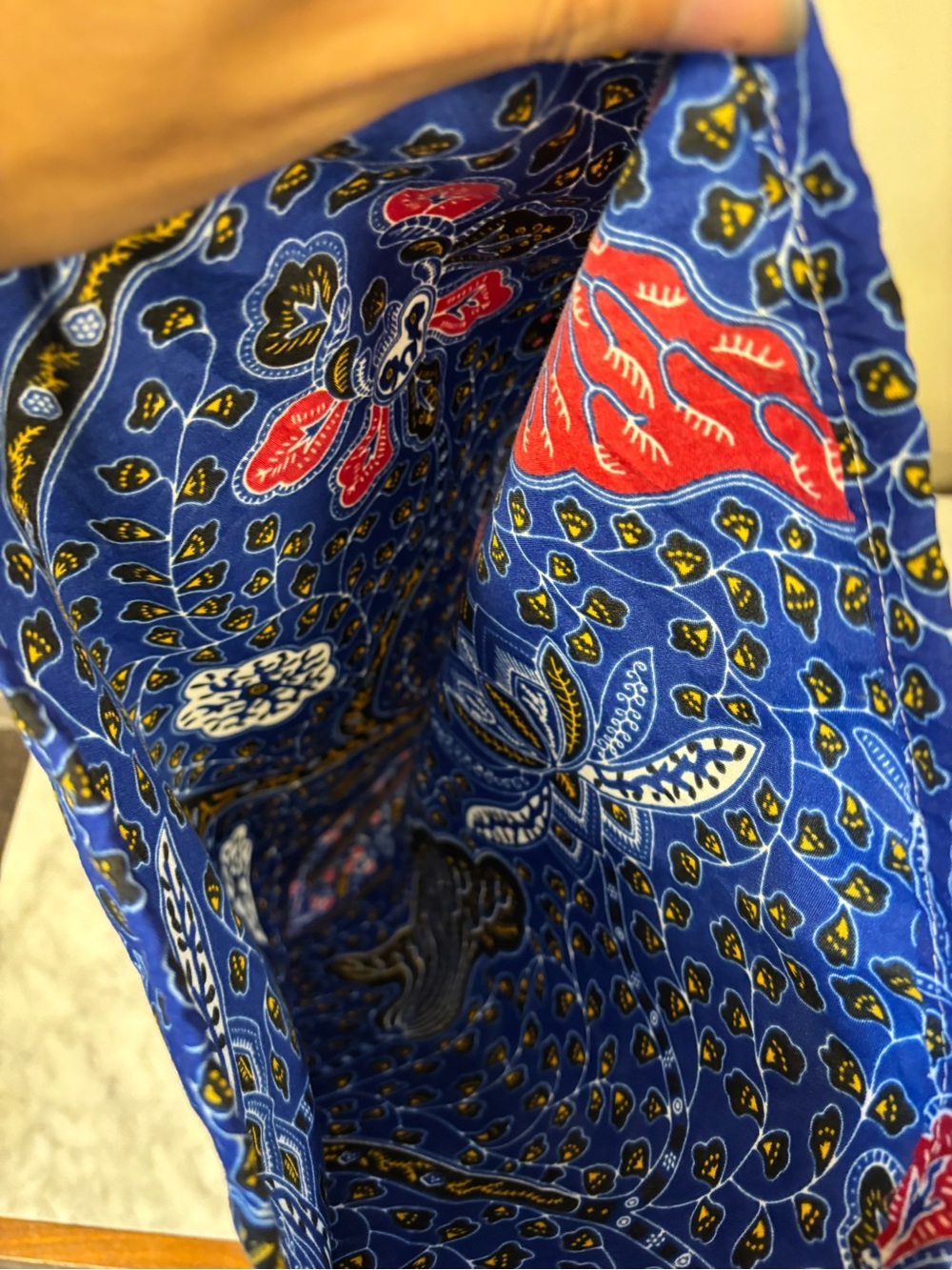 Mercedes Salazar Blue Floral Print Drawstring Pouch Bag - Picture 3 of 4